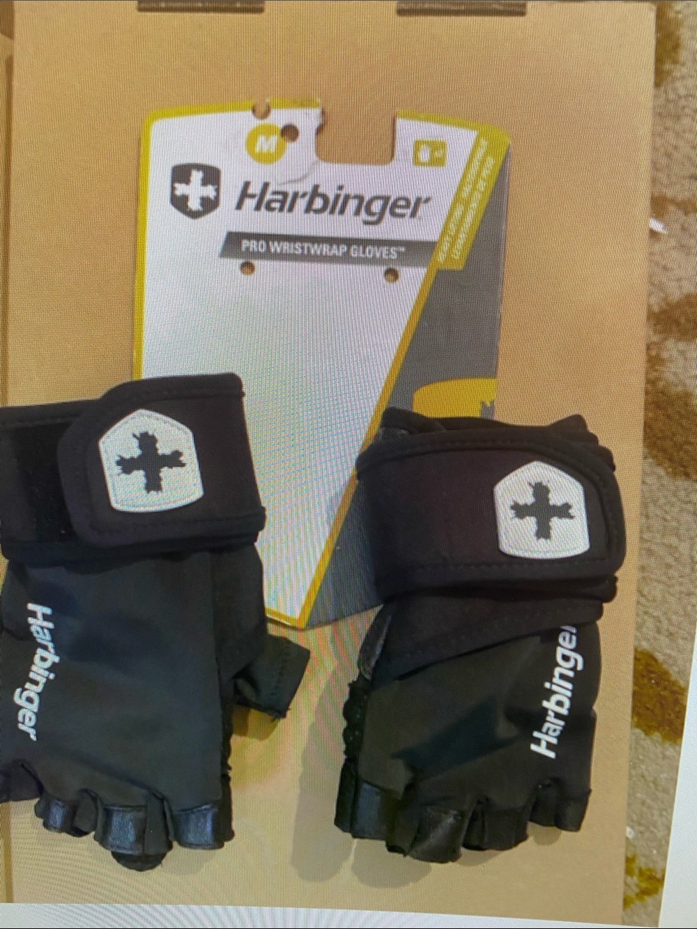 Harbinger Black Pro Wristwrap Weightlifting Gloves - Half Finger